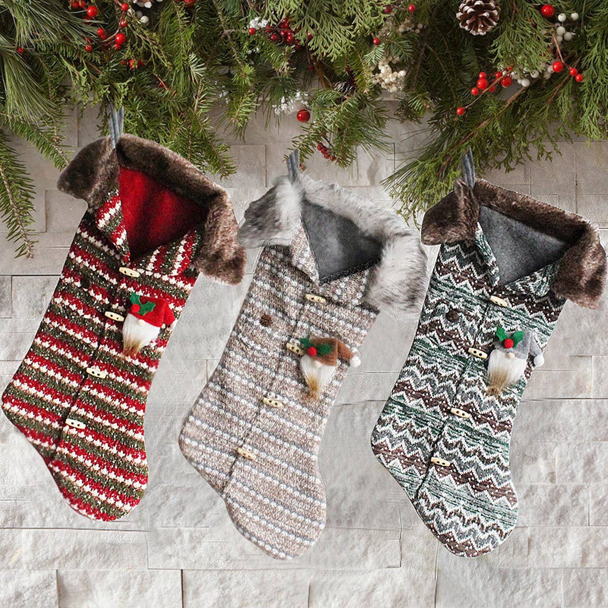 CREATIVE KNITTED CHRISTMAS STOCKING CANDY BAG