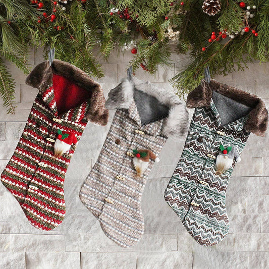 CREATIVE KNITTED CHRISTMAS STOCKING CANDY BAG