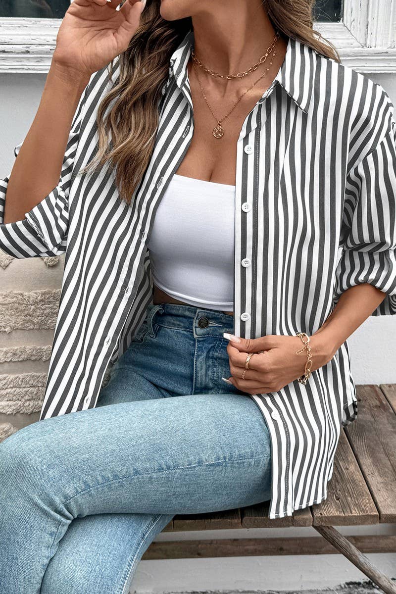 CWTSTL00962_STRIPED LONG SLEEVE LIGHTWEIGHT SHIRT JACKET