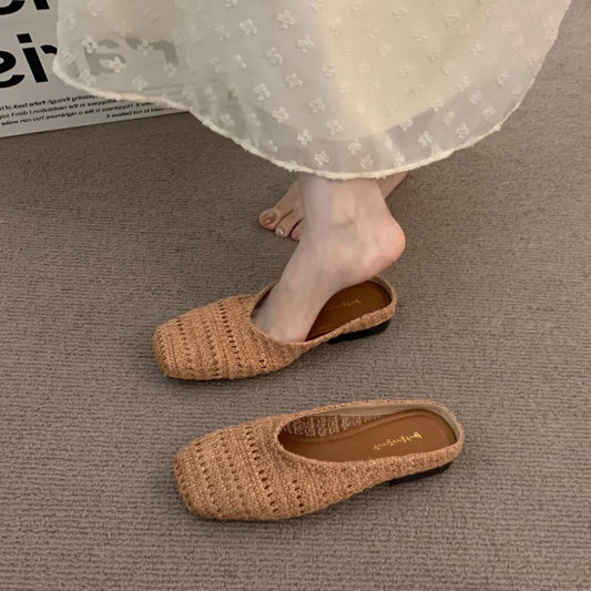 Unique Woven Slip-On Clogs with Closed Toe