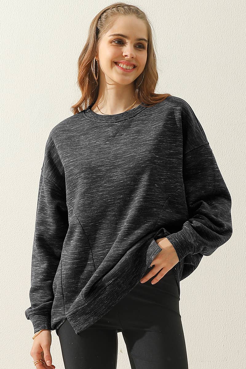 CWTTL905-P_PLUS SIZE ROUND NECK CUT HEM SWEATSHIRT