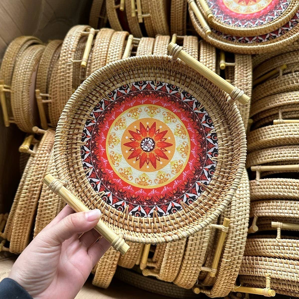 RATTAN WOVEN STORAGE BASKET TRAY THREE-PIECE SET_CWMM4535