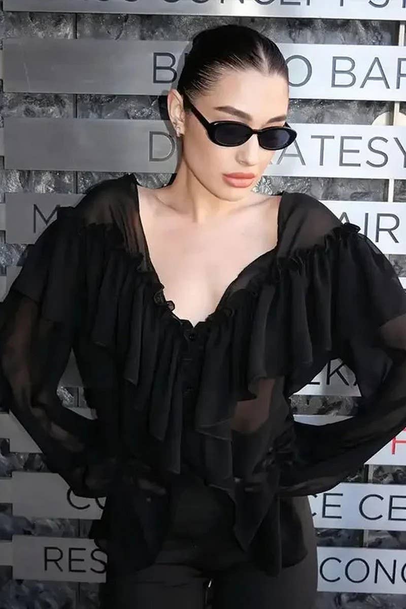 CWTTL2062_SUMMER V-NECK SEXY SEE-THROUGH BEACH COVER-UP