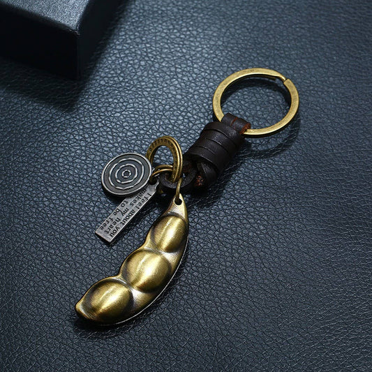 NEW HAND-WOVEN COWHIDE KEYCHAIN