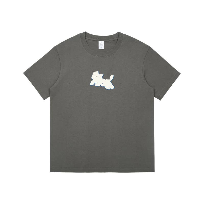 CWTTS0927_LITTLE WHITE DOG PRINT CREW NECK SHORT SLEEVE