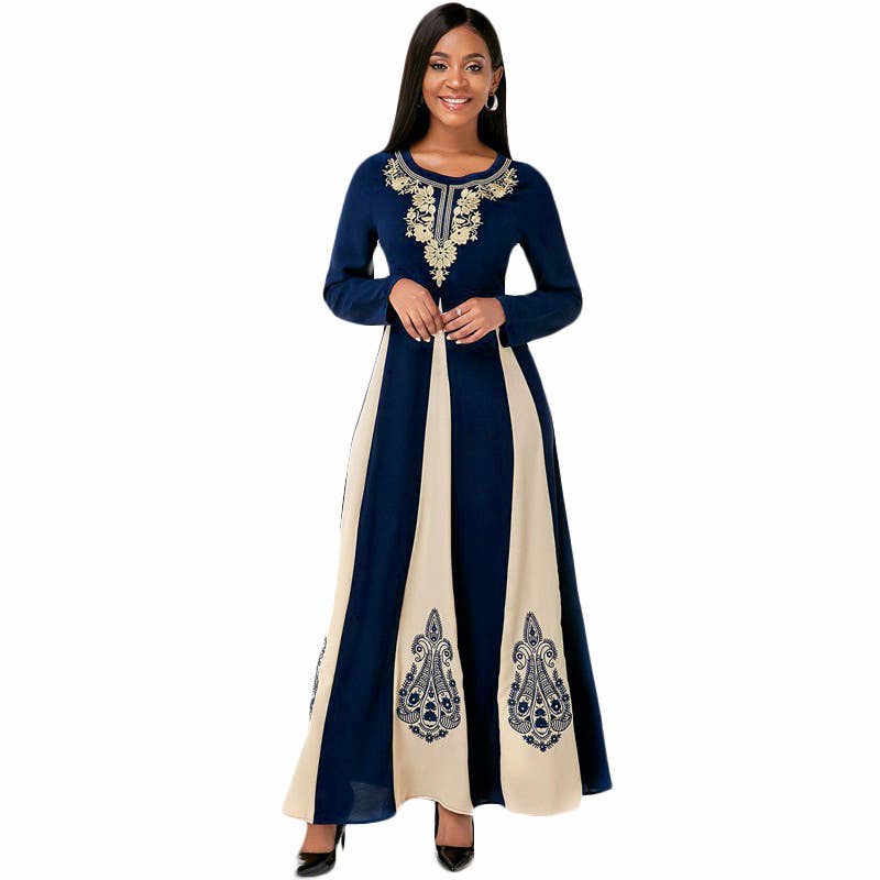 CREW-NECK FULL-LENGTH DRESS WITH WAIST TUCKED