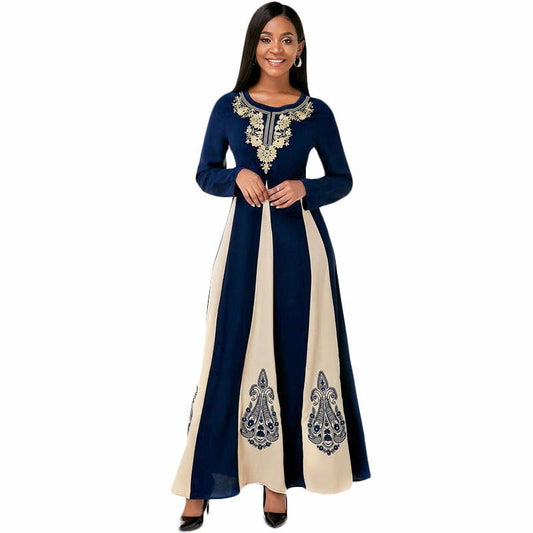 CREW-NECK FULL-LENGTH DRESS WITH WAIST TUCKED