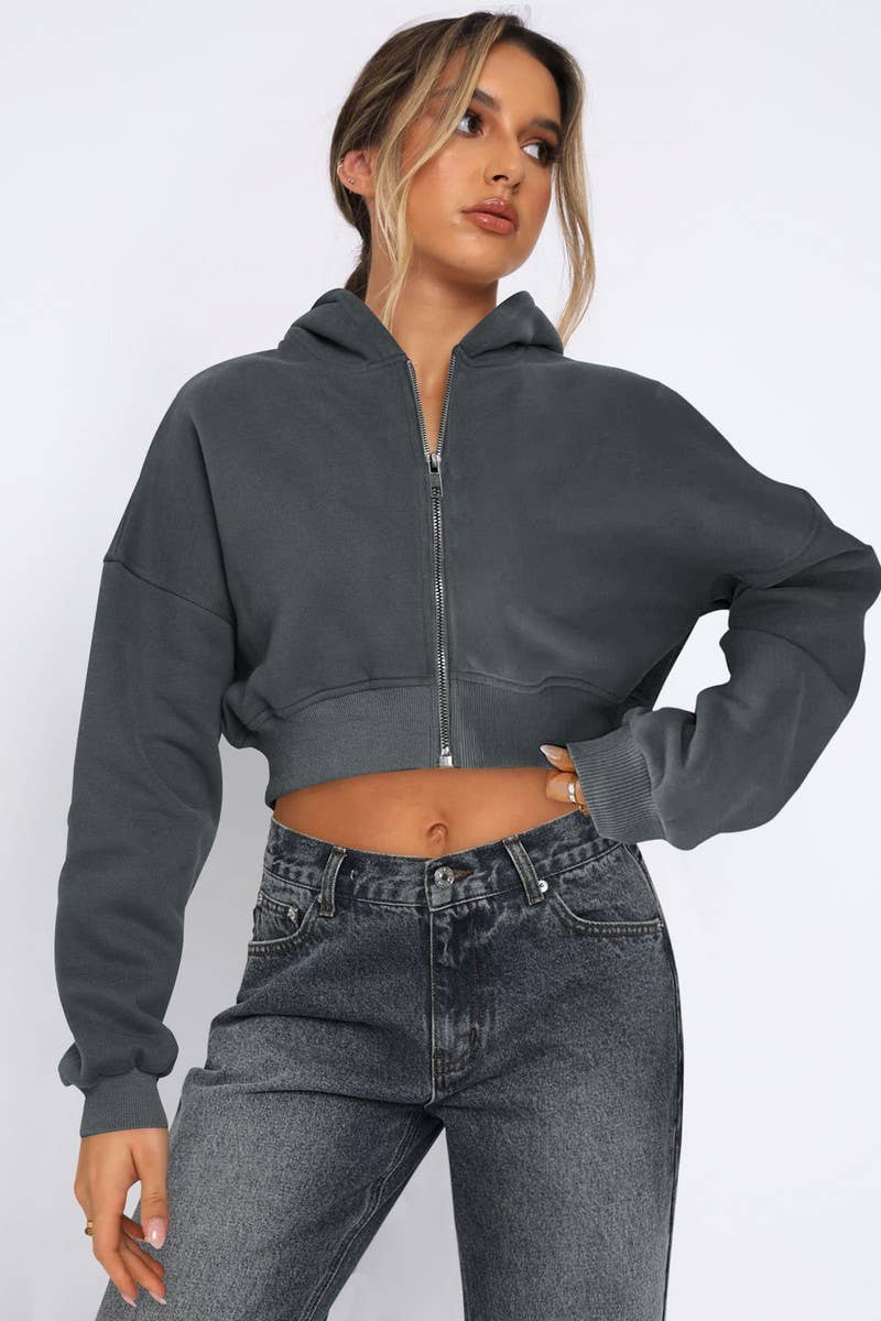 CWTBLL3986_STREET FLEECE ZIPPER CASUAL CARDIGAN HOODIE