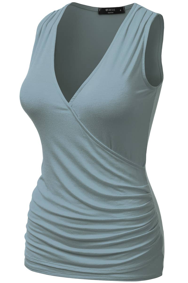 AWTTK624_Sleeveless Tank Tops Deep V-Neck Surplice Wrap