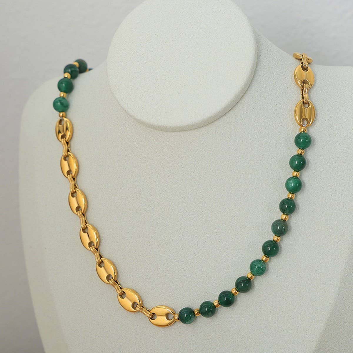 NATURAL STONE AGATE TITANIUM STEEL NECKLACE