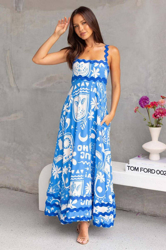 CWDMD5994_ELEGANT SPAGHETTI STRAP PRINTED MAXI DRESS