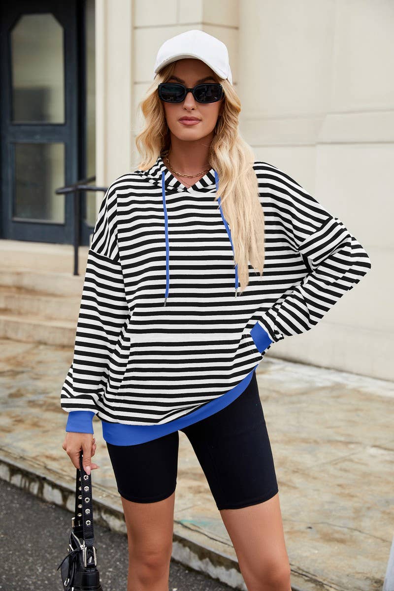 CWOHOL0726_HOODED COLORBLOCK STRIPED POCKET SWEATSHIRT