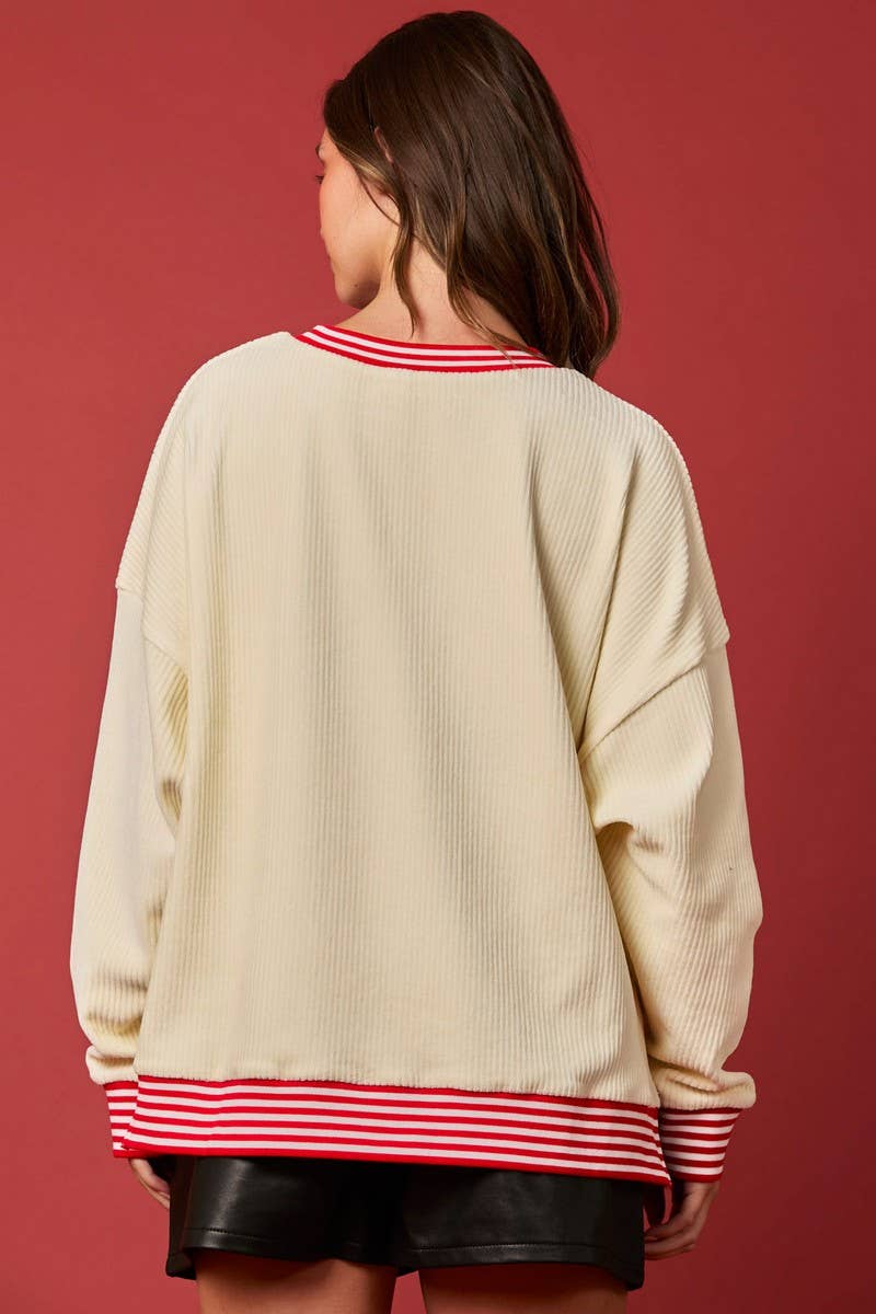 CWTBLL01269_CHRISTMAS SEQUIN CORDUROY STRIPE SWEATSHIRT