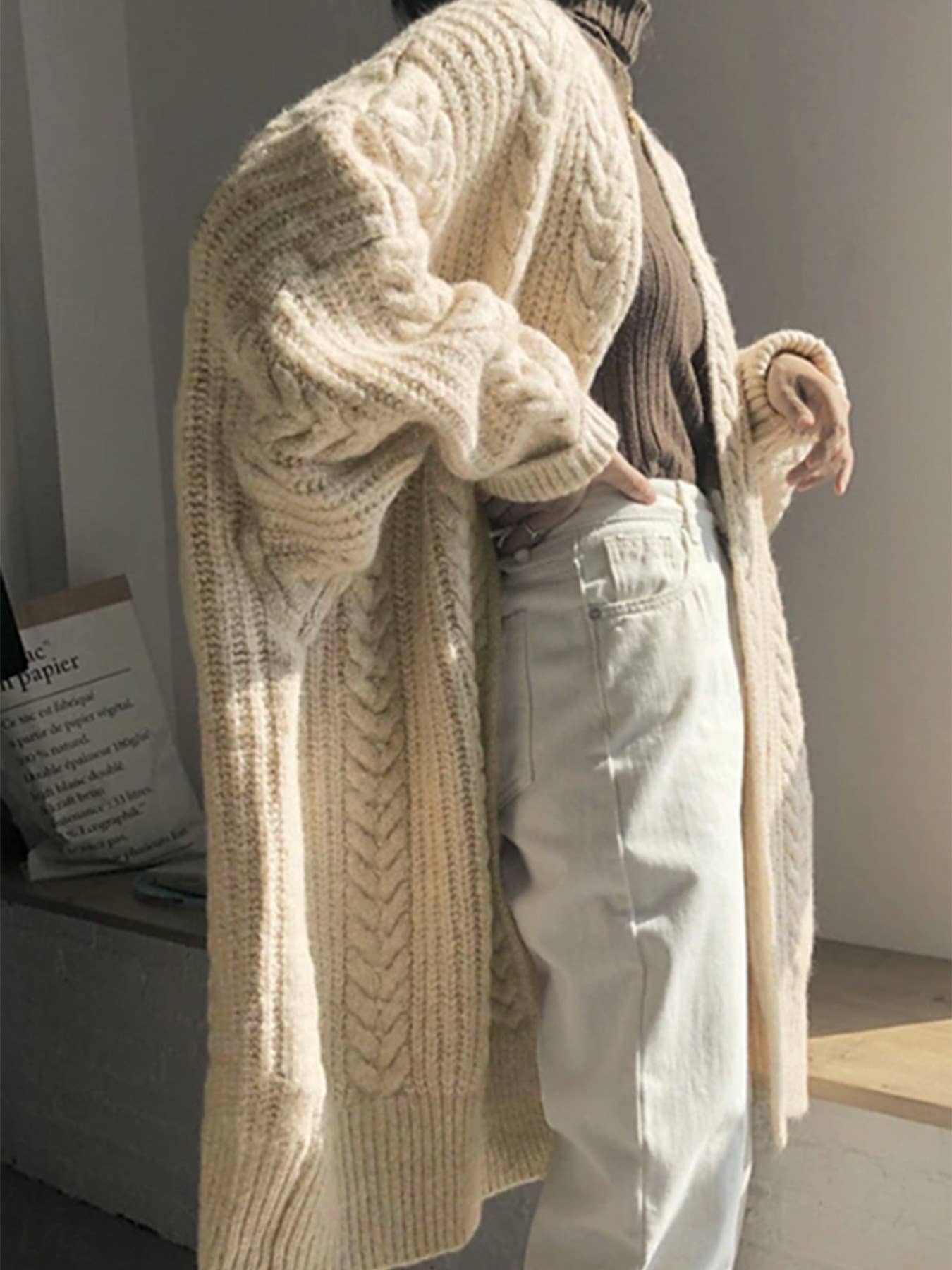 Fashionable thick and loose twisted sweater coat