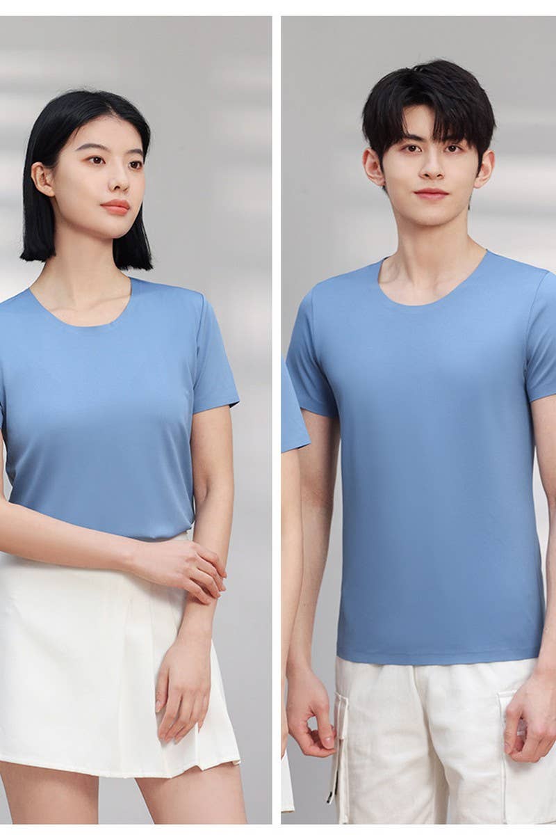 CWTTS00719_SOLID COLOR COOL ICE SILK SHORT SLEEVE T-SHIRT