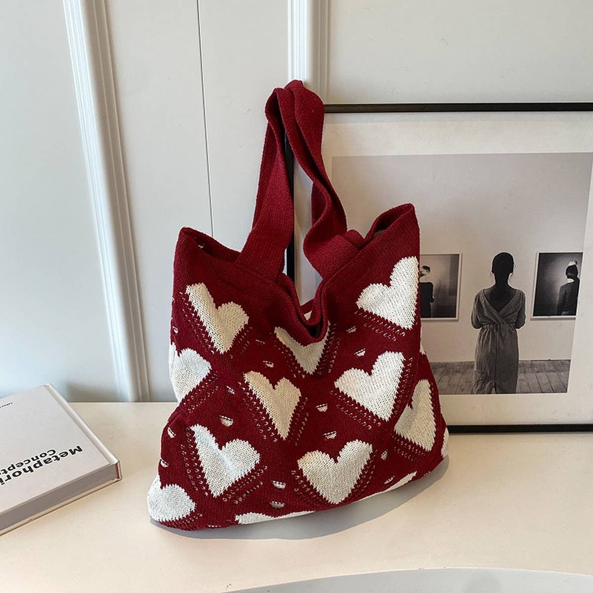 CWAB1956_KNITTED HEART TOTE BAG