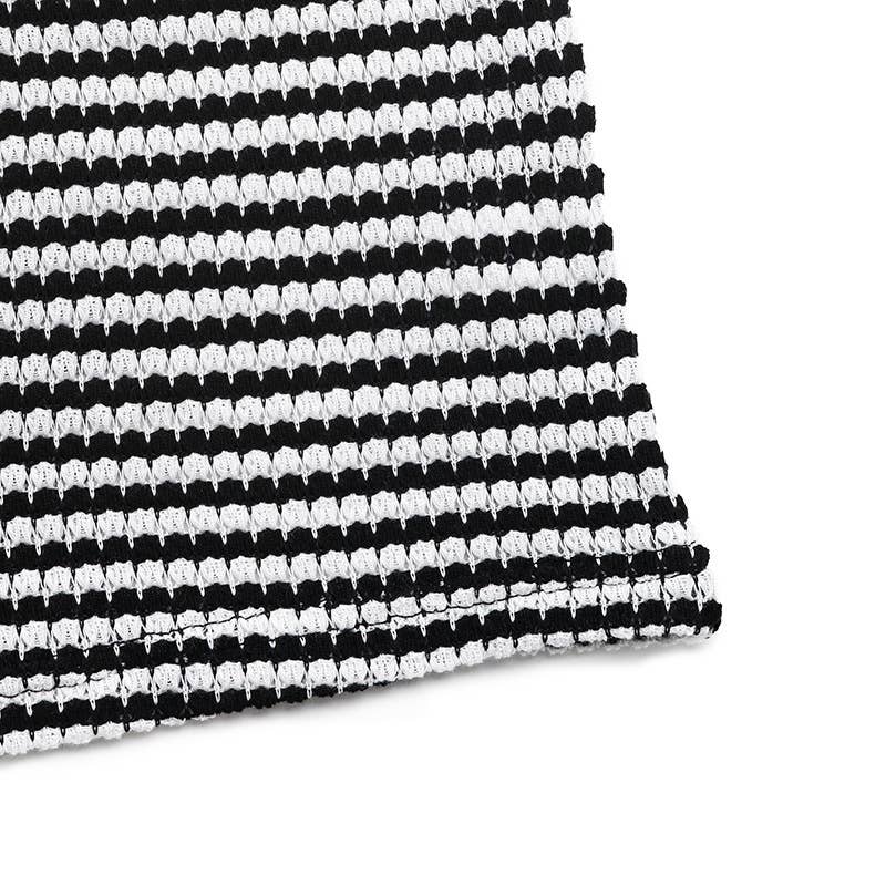 Classic Black White Striped Crew Neck Tee