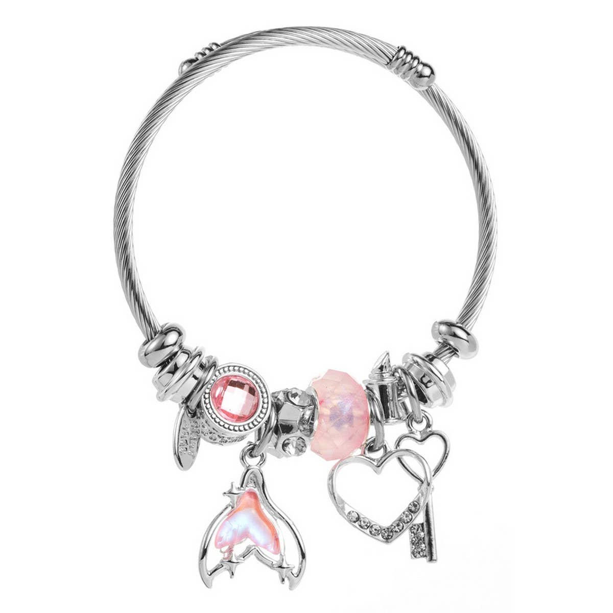 Trendy Stainless Steel Mermaid Tail Heart Bracelet