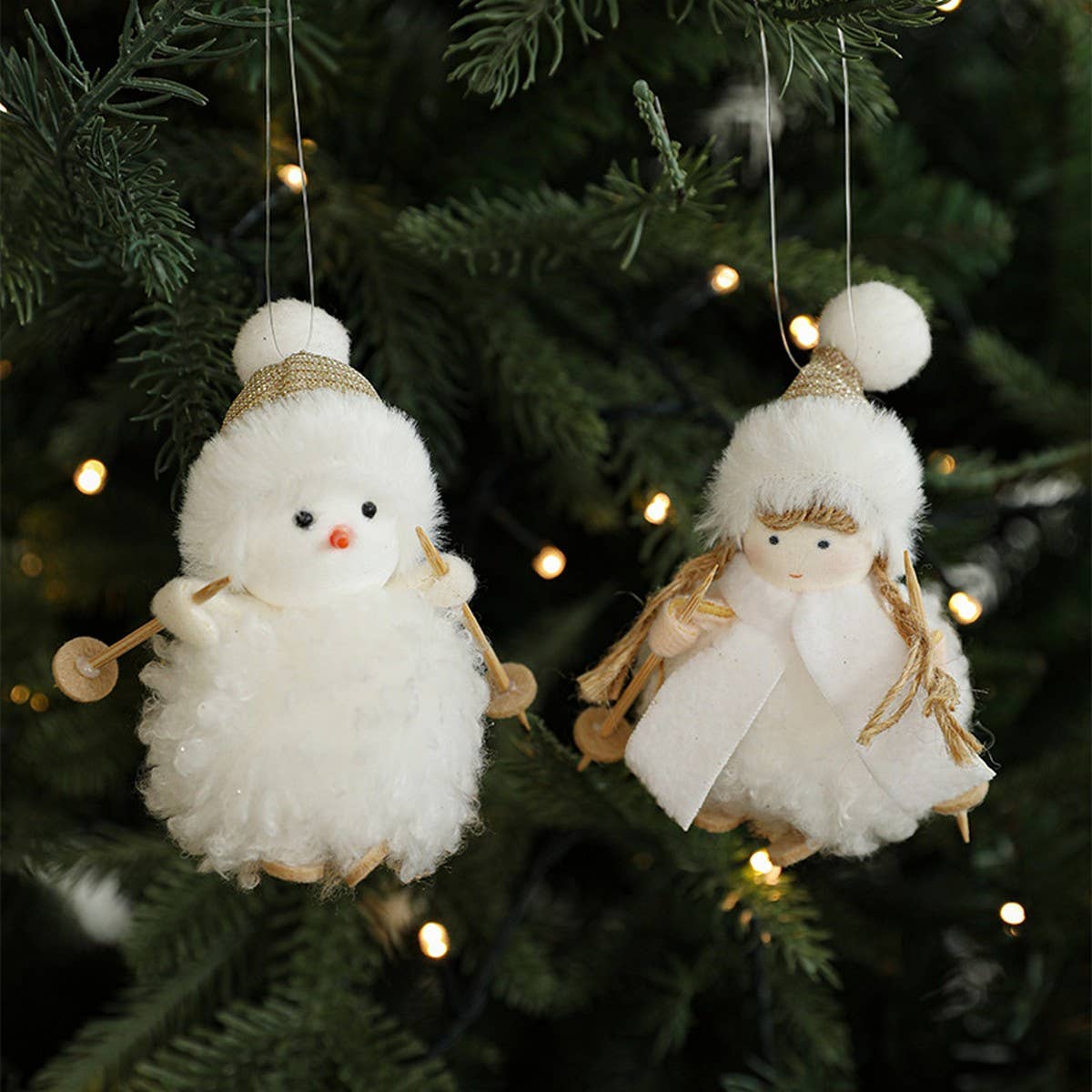 White Plush Doll Xmas Tree Cute Hanging Decor