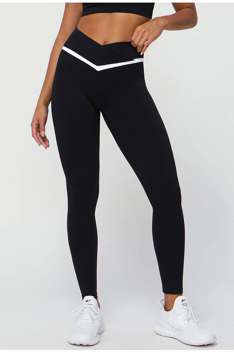 CWBLP1231_CONTRAST COLOR V WAIST TIGHT SPORTS 90% PANTS