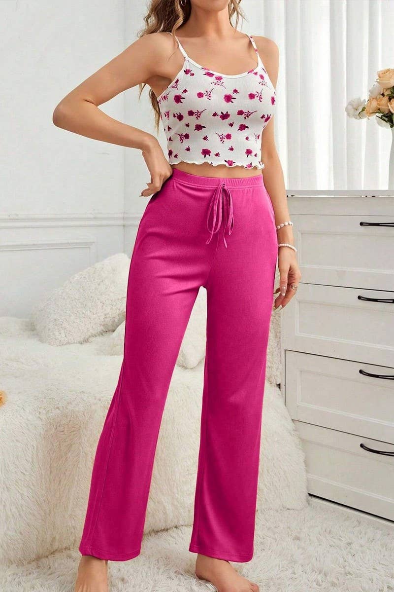 CWSPJ00489_FLORAL CAMI AND PANTS LOUNGEWEAR SET