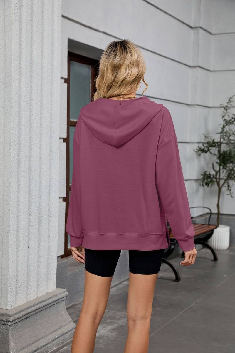 CWOHOL1120_HOODED ZIP UP POCKET LONG SLEEVE SWEATSHIRT