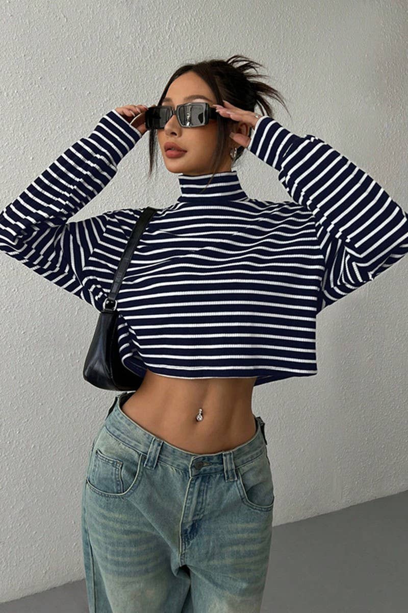 CWTTL00996_SLIM-FITTING HIGH-NECK LONG-SLEEVED TOP