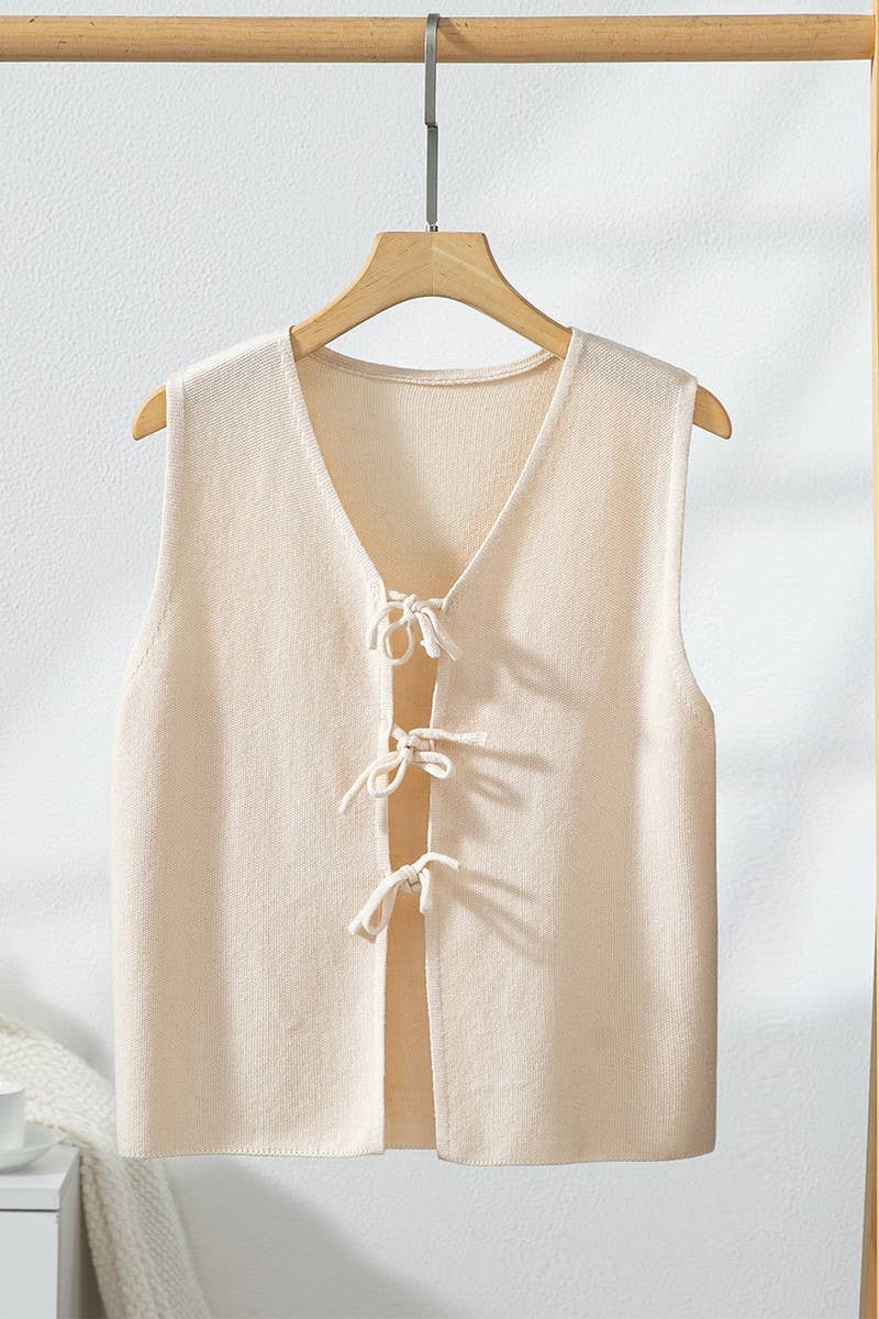 CWOV0713_SUMMER SOLID COLOR SLEEVELESS KNITTED VEST