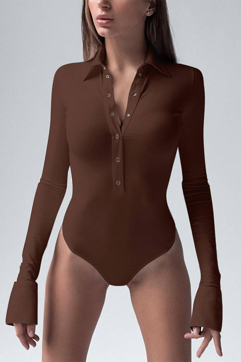 CWSBSL0152_SLIM FIT LONG SLEEVE PLUSH LAPEL BODYSUIT