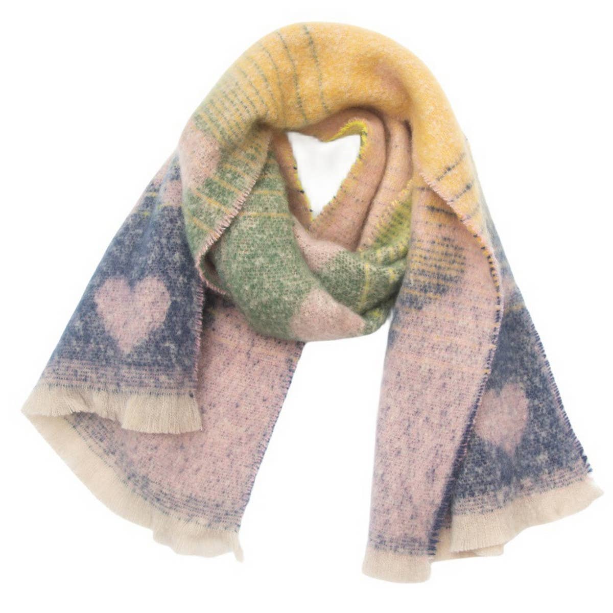 Heart Pattern Circle Yarn Scarf - Women's Wrap