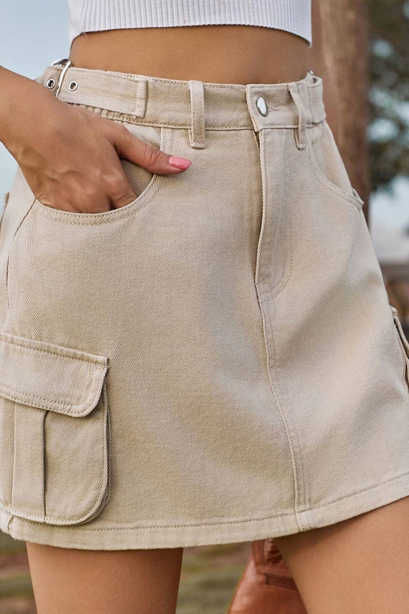 CWBSS00125_SOLID COLOR WASHED ELASTIC WAIST SHORT SKIRT