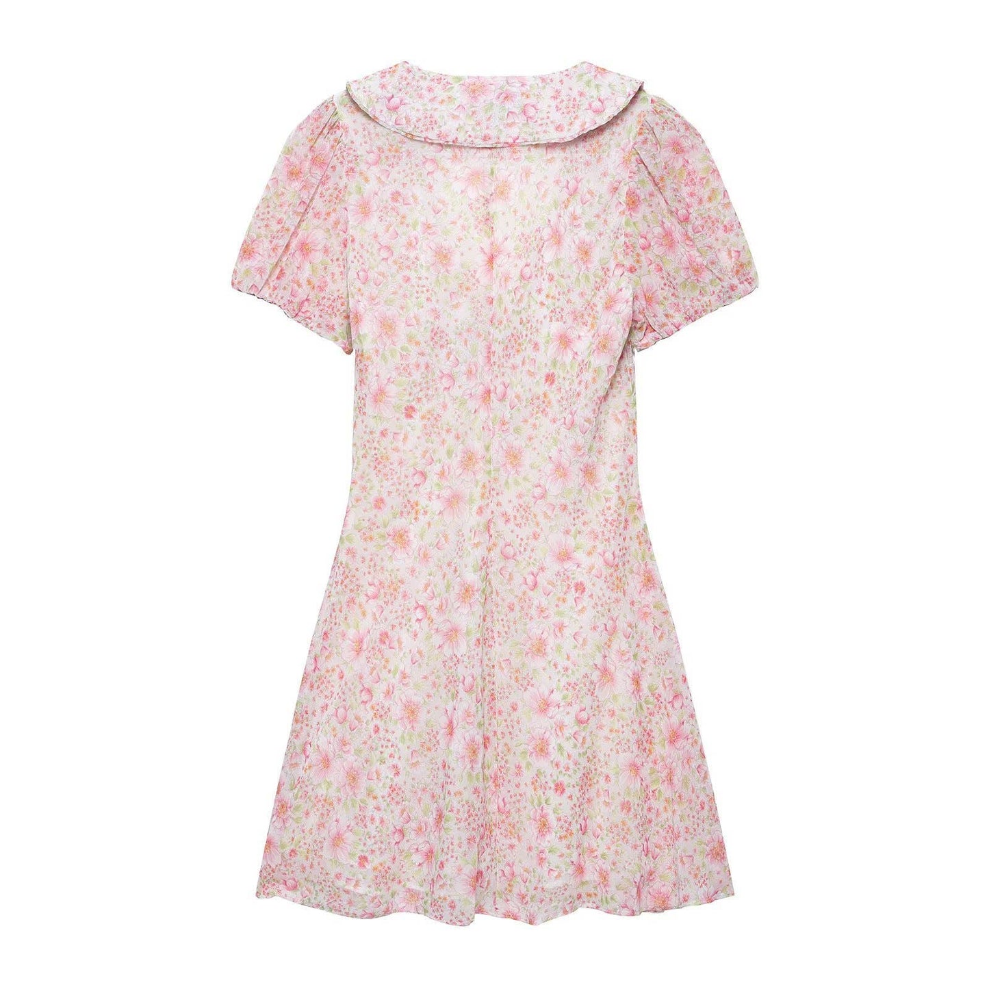 Cinched waist, lapel print lining short dress