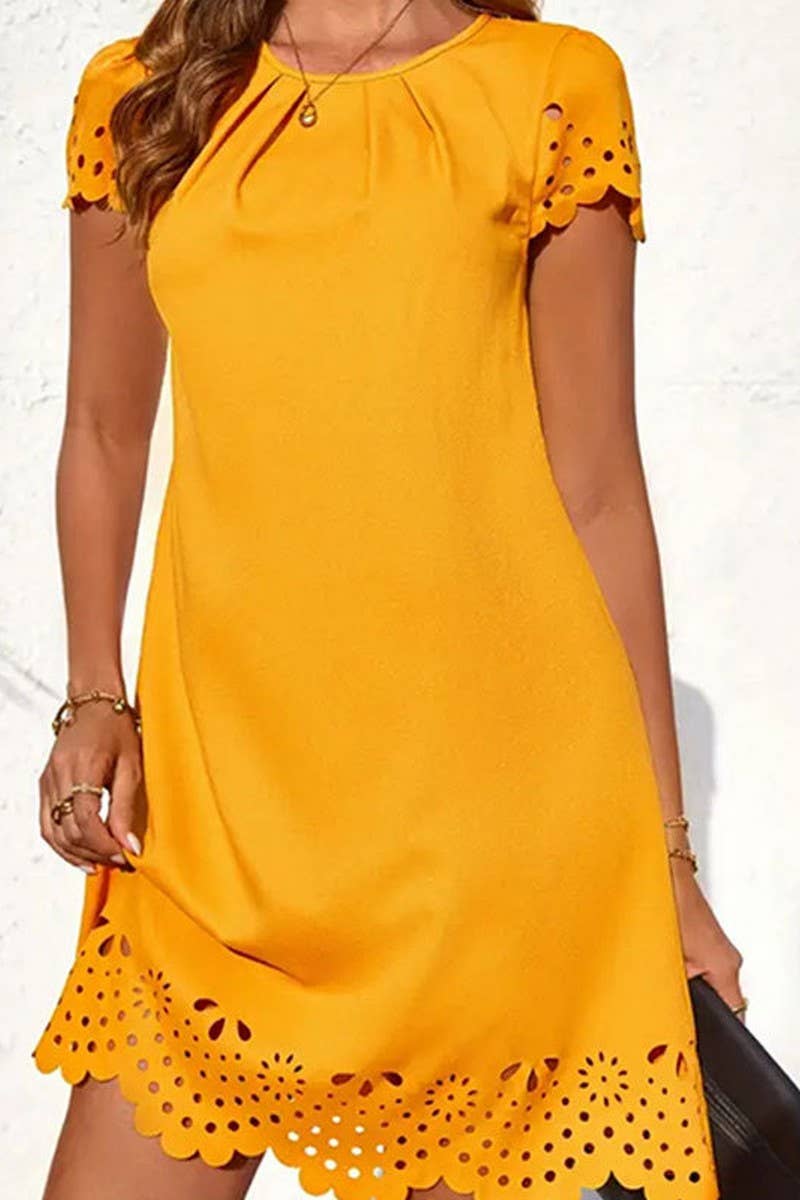 CWDSD7593_SPRING AND SUMMER SOLID COLOR A-LINE DRESS