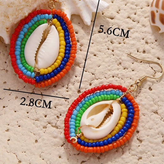 NEW SHELL BEADED PENDANT EARRINGS
