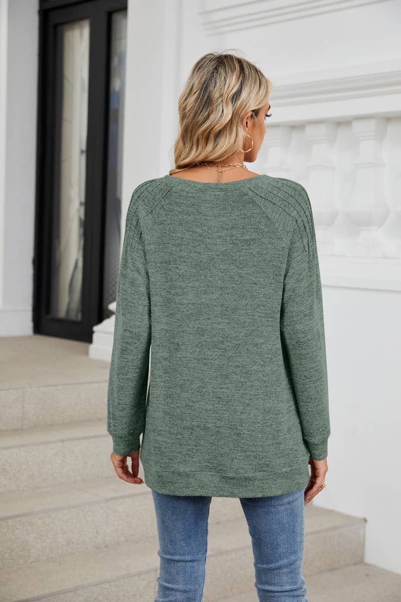 CWTBLL1863_SOLID COLOR ROUND NECK LOOSE LONG SLEEVE TOP
