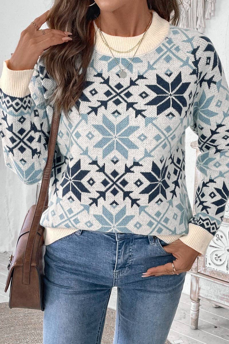 CWOSWL6841_NEW CASUAL PULLOVER JACQUARD SWEATER