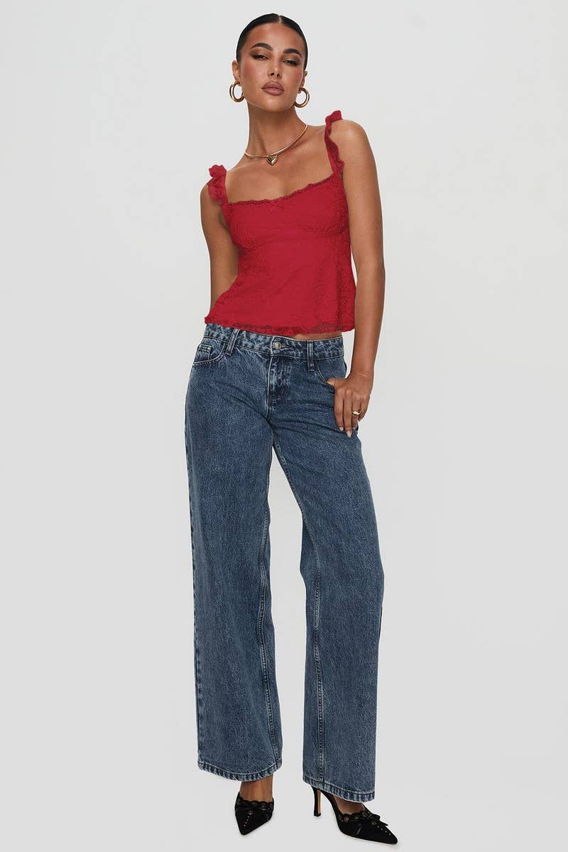 CWTTK0934_SOLID COLOR SEXY LACE PANEL CAMI TOP