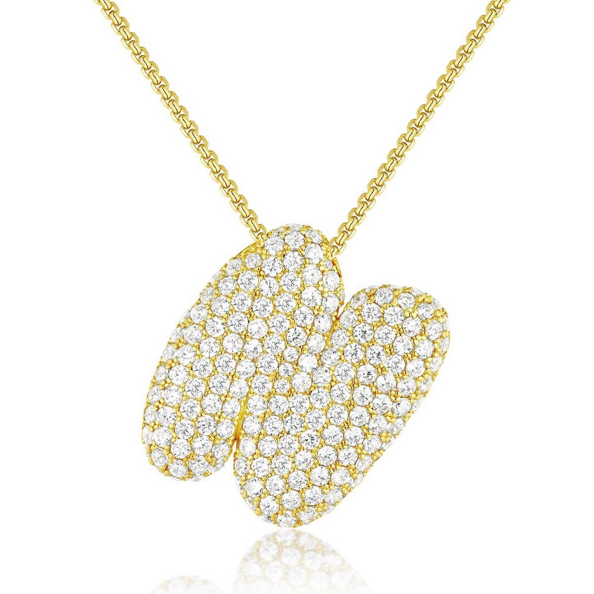 Fashionable Pendant Necklace - Zirconia Letters