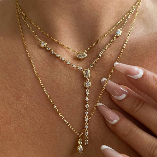 Zirconia Oval Round Pendant Necklace_CWMM5291