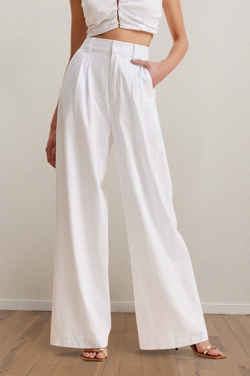 CWSTB2152_WHITE OFF-SHOULDER TUBE TOP & PANTS SET