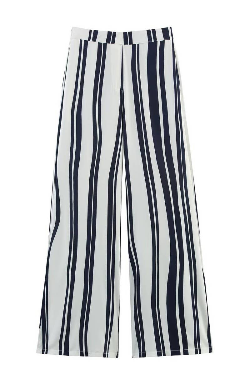 CWSBSSL0154_STRIPED HALTER NECK TOP + WIDE-LEG PANTS SET