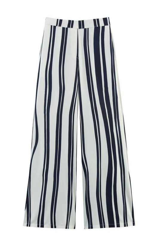 CWSBSSL0154_STRIPED HALTER NECK TOP + WIDE-LEG PANTS SET