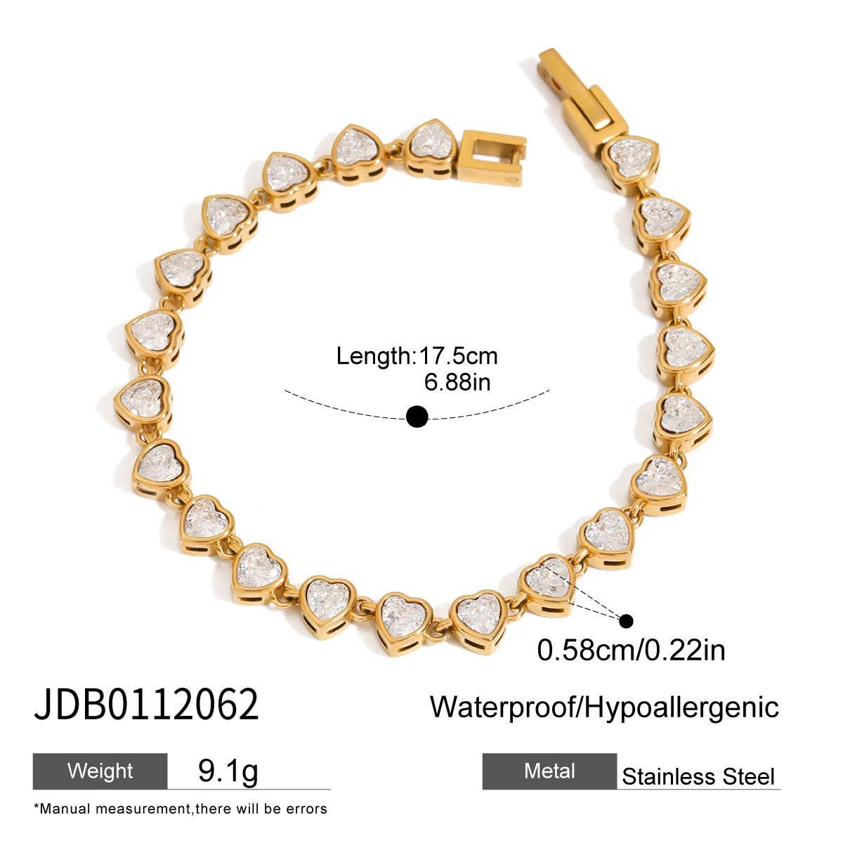 Luxury Zircon Bracelet, Titanium Steel, No Fade