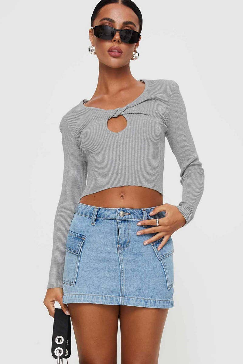 CWBSS0463_WASHED DENIM HIGH WAIST MINI SKIRT