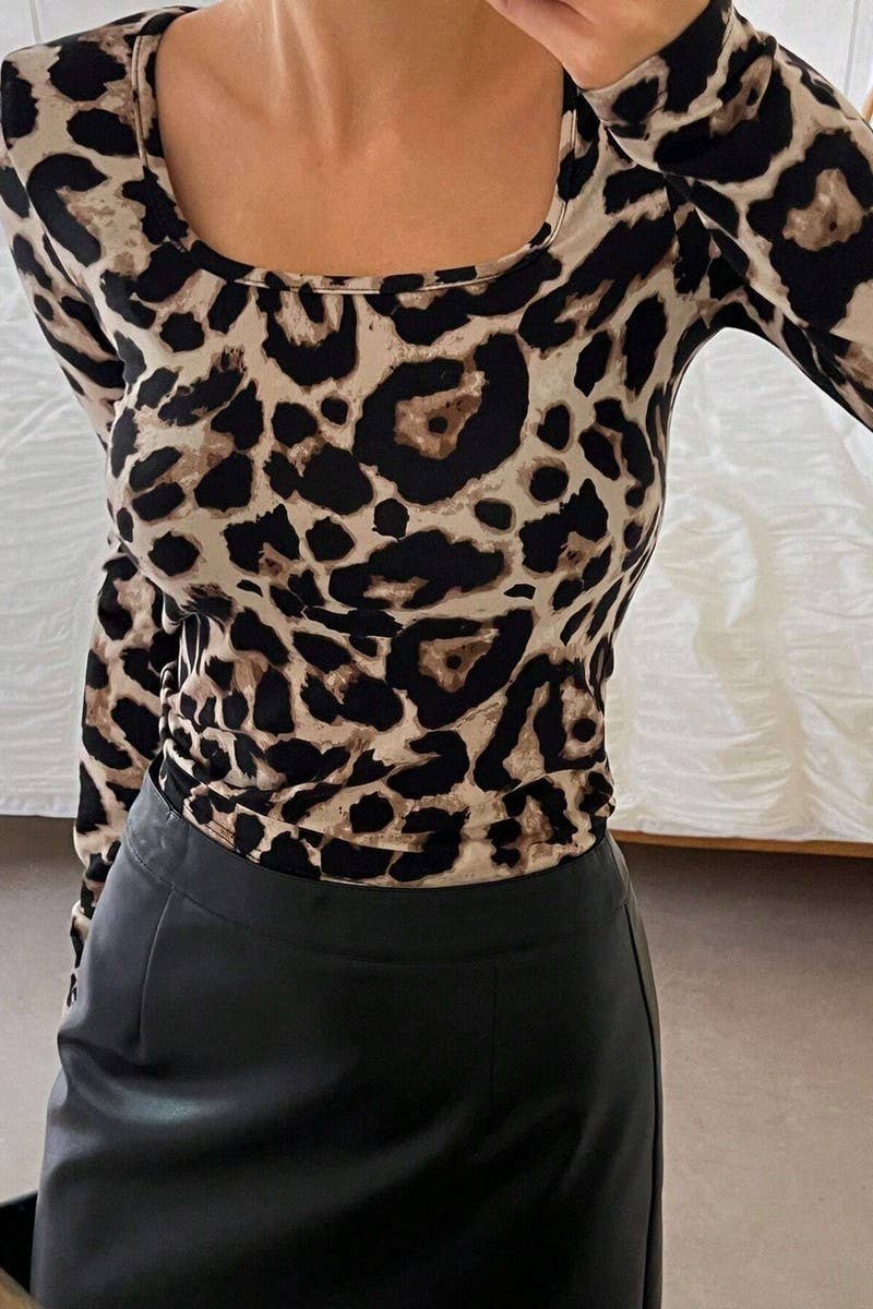 CWTBLL3530_LEOPARD PRINT ROUND NECK LONG SLEEVE T-SHIRT TOP