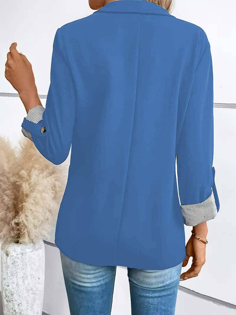 BUTTON-UP SUIT SLIM SUIT JACKET WITH ROLL SLEEVES