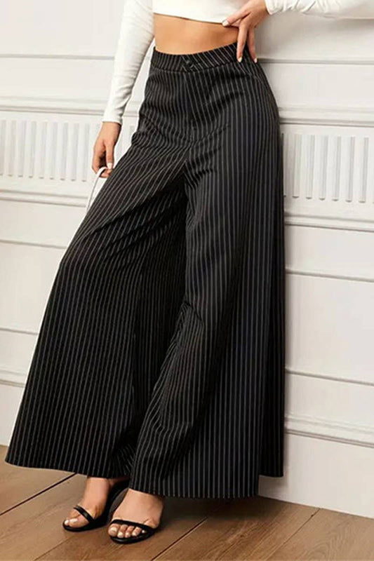 CWBLP1933_SUMMER STRIPED LOOSE CASUAL WIDE-LEG PANTS