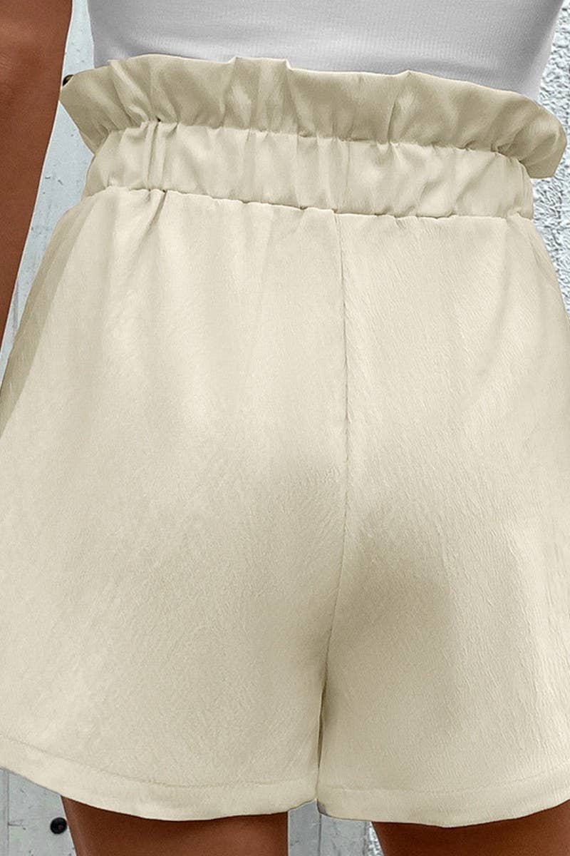 CWBSP0328_CASUAL SOLID COLOR ELASTIC WAIST SHORTS