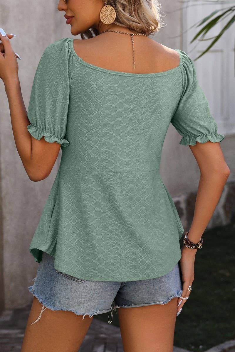 CWTTS0774_V-Neck Short Sleeve With Twist Detail on Bust Top