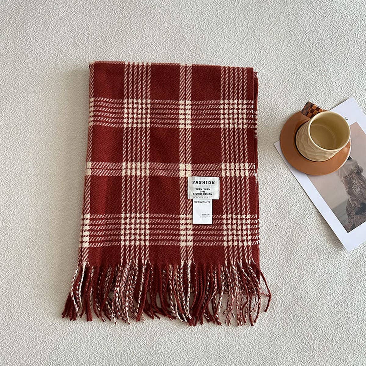 Angora Red Scarf for Women ??Winter Warmth & Style_CWASC2297